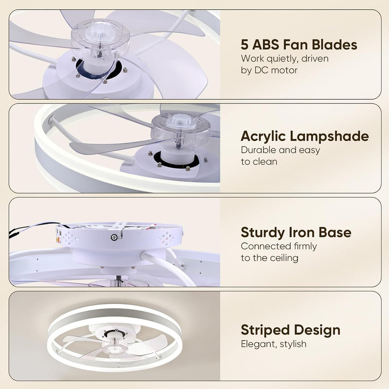 50CM Smart LED Ceiling Fan with Light
