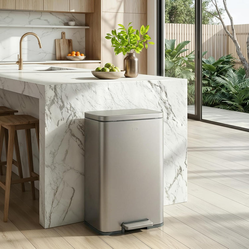 50L Kitchen Pedal Bin Soft Close Stay-Open Lid