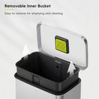 50L Kitchen Pedal Bin Soft Close Stay-Open Lid