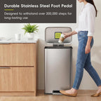 50L Kitchen Pedal Bin Soft Close Stay-Open Lid