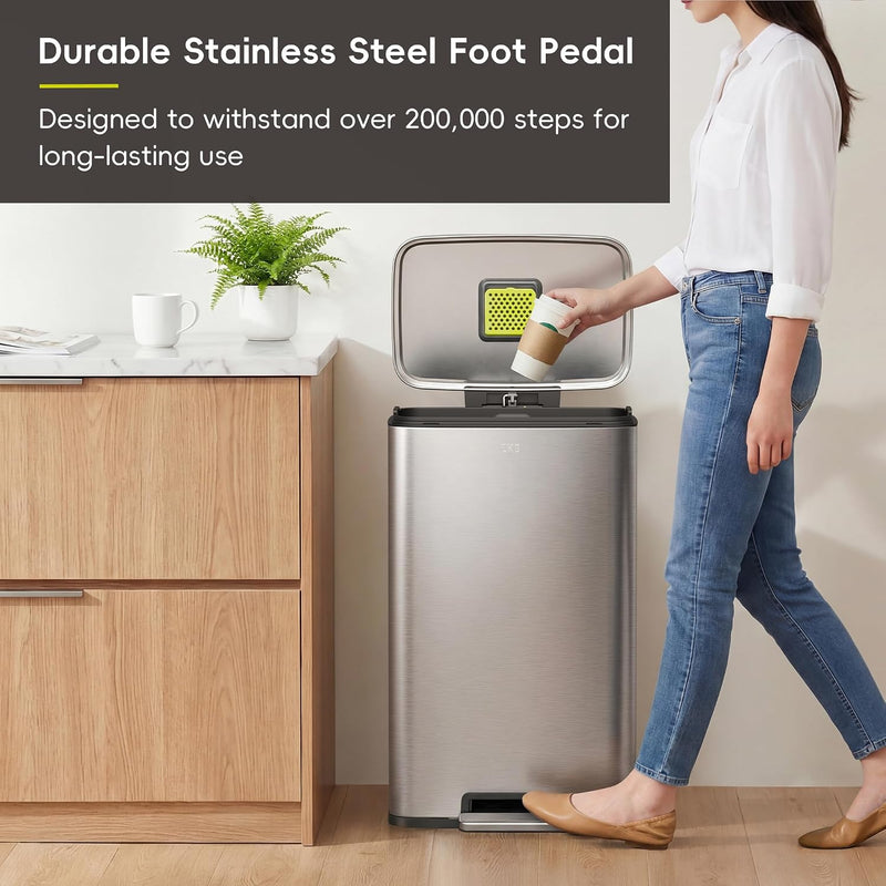 50L Kitchen Pedal Bin Soft Close Stay-Open Lid