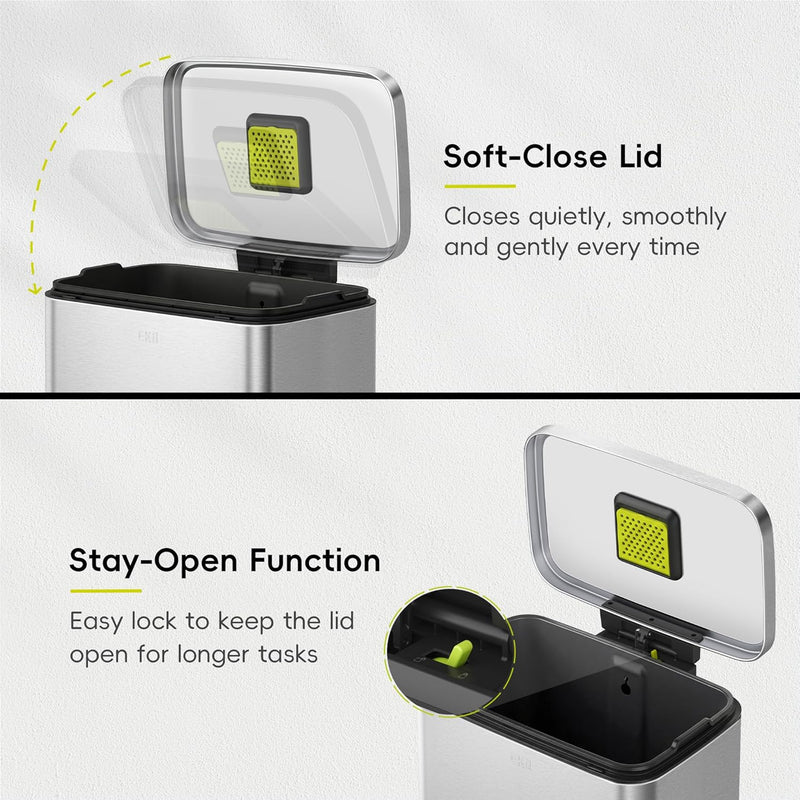 50L Kitchen Pedal Bin Soft Close Stay-Open Lid