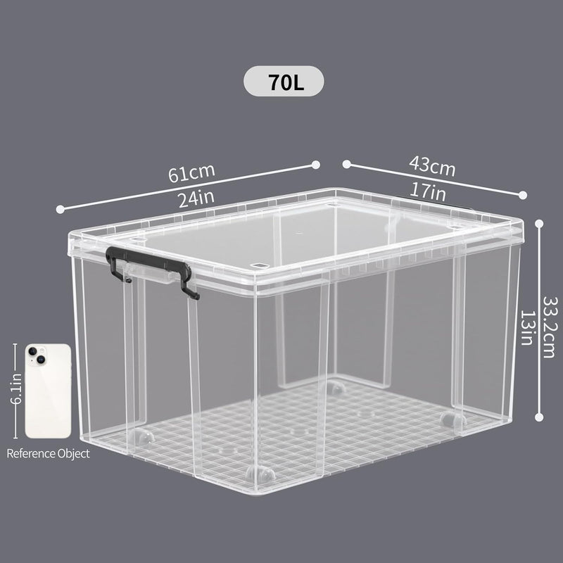 50lx3 Heavy-Duty Storage Boxes Plastic Stackable Box (3Pack)