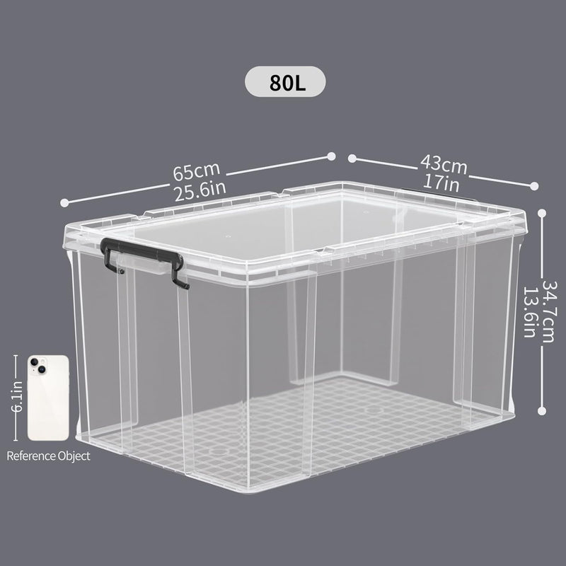50lx3 Heavy-Duty Storage Boxes Plastic Stackable Box (3Pack)