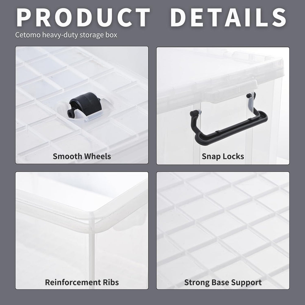 50lx3 Heavy-Duty Storage Boxes Plastic Stackable Box (3Pack)