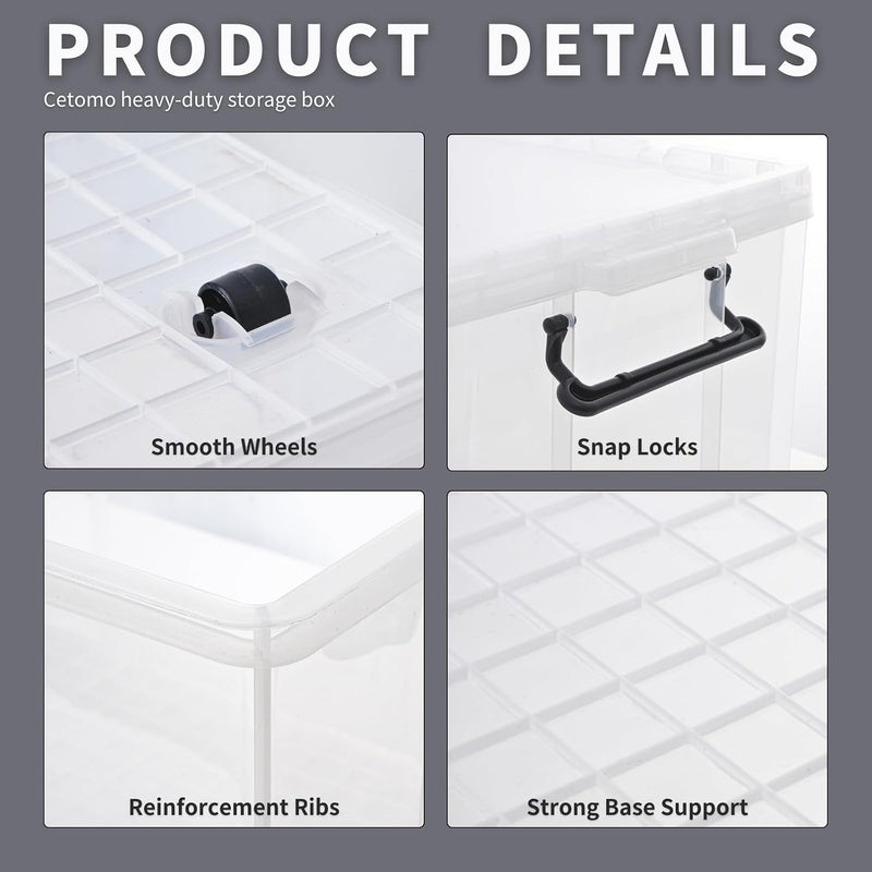 50lx3 Heavy-Duty Storage Boxes Plastic Stackable Box (3Pack)