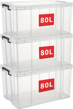50lx3 Heavy-Duty Storage Boxes Plastic Stackable Box (3Pack)