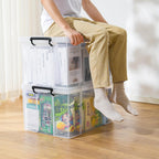 50lx3 Heavy-Duty Storage Boxes Plastic Stackable Box (3Pack)