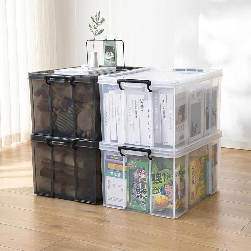50lx3 Heavy-Duty Storage Boxes Plastic Stackable Box (3Pack)
