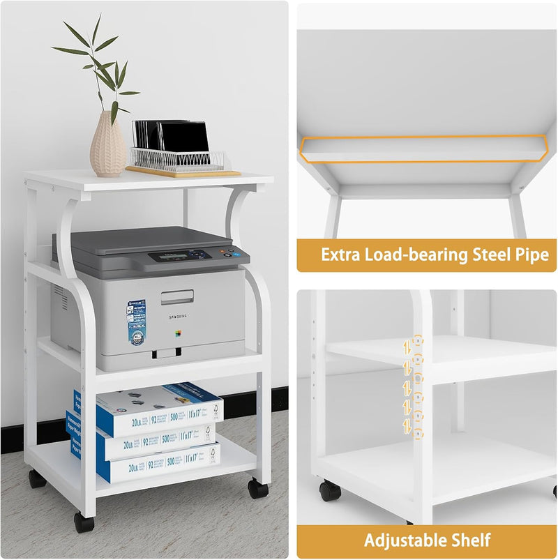 50x40x73CM Large Printer Stand Storage Unit with Adjustable