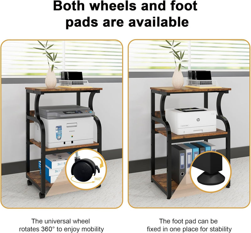 50x40x73CM Large Printer Stand Storage Unit with Adjustable