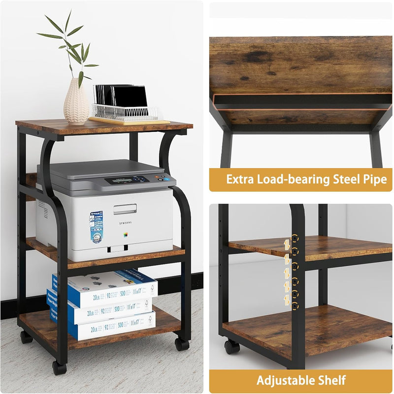 50x40x73CM Large Printer Stand Storage Unit with Adjustable