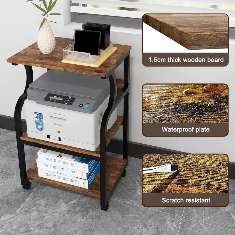 50x40x73CM Large Printer Stand Storage Unit with Adjustable
