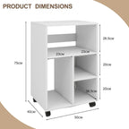 50x40x75CM Mobile Filing Cabinet with 4 Open Compartments