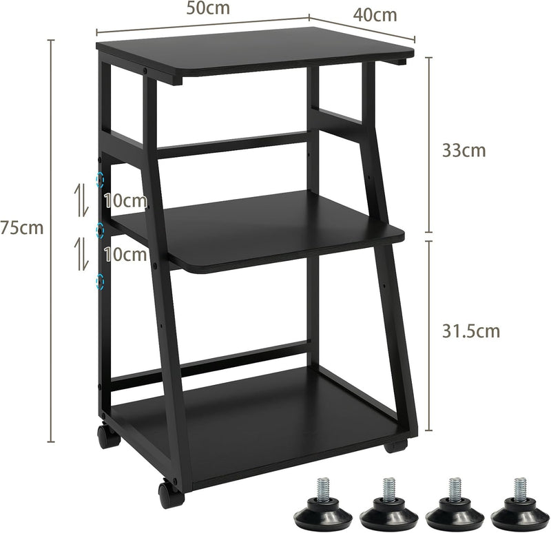 50x40x75CM Printer Stand 3 Tier Table with Storage