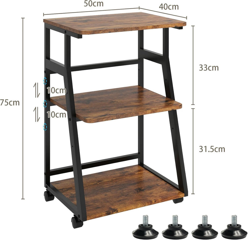 50x40x75CM Printer Stand 3 Tier Table with Storage