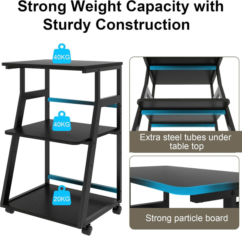 50x40x75CM Printer Stand 3 Tier Table with Storage