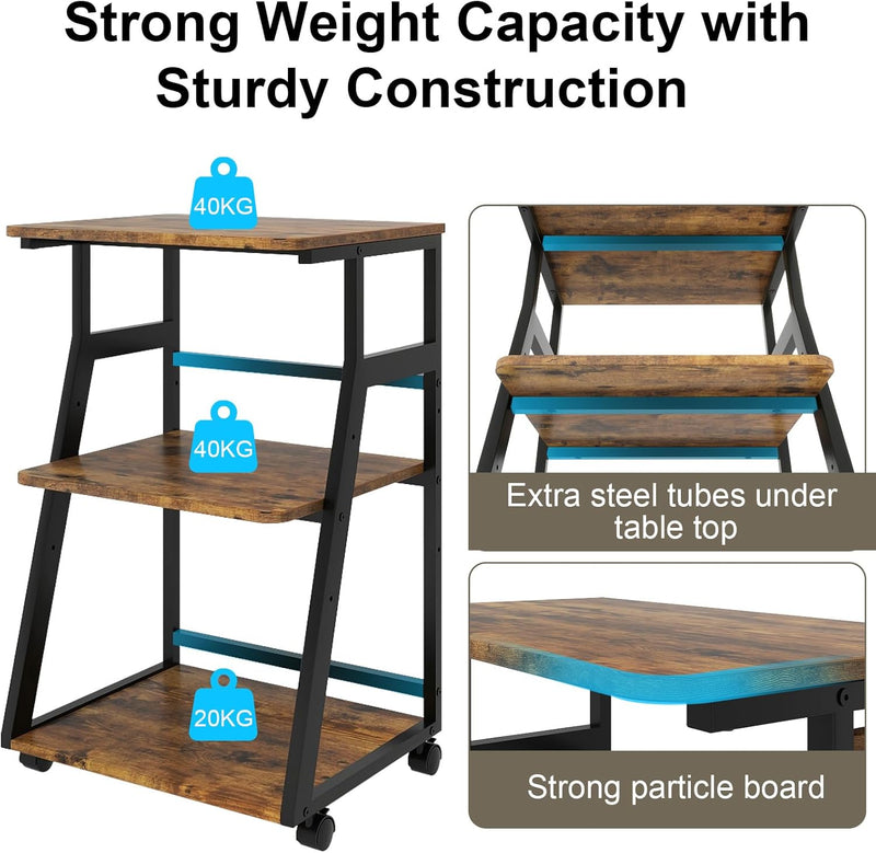 50x40x75CM Printer Stand 3 Tier Table with Storage