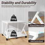 50x50CM 2-Tier Printer Stand with Pull Out Shelf