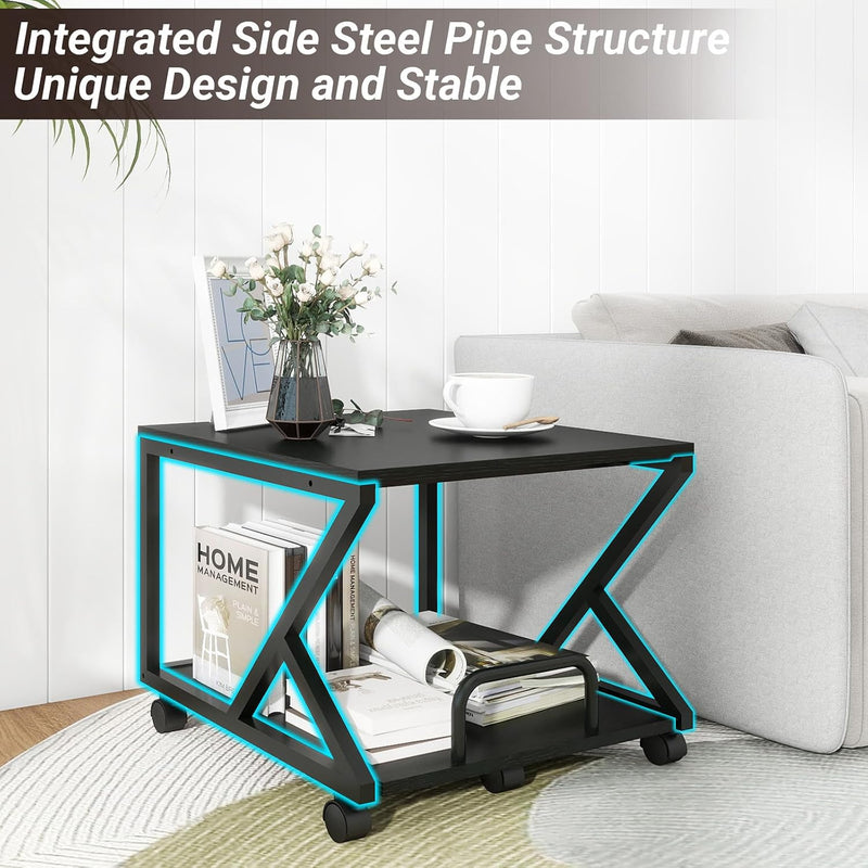 50x50CM 2-Tier Printer Stand with Pull Out Shelf