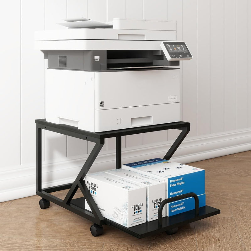50x50CM 2-Tier Printer Stand with Pull Out Shelf