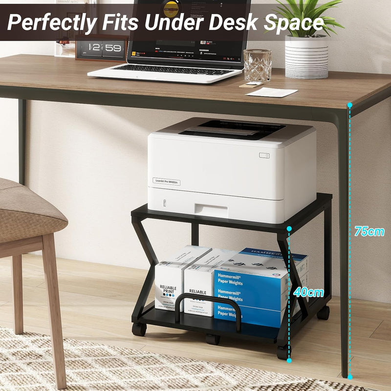 50x50CM 2-Tier Printer Stand with Pull Out Shelf