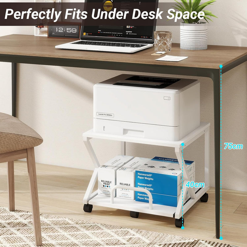 50x50CM 2-Tier Printer Stand with Pull Out Shelf