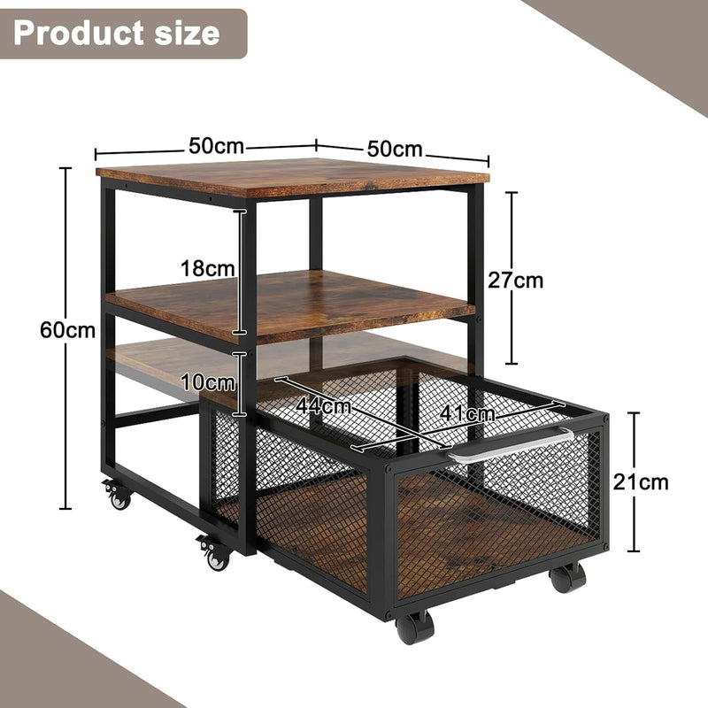 50x50CM Mini Fridge Stand with Storage 4 Lockable