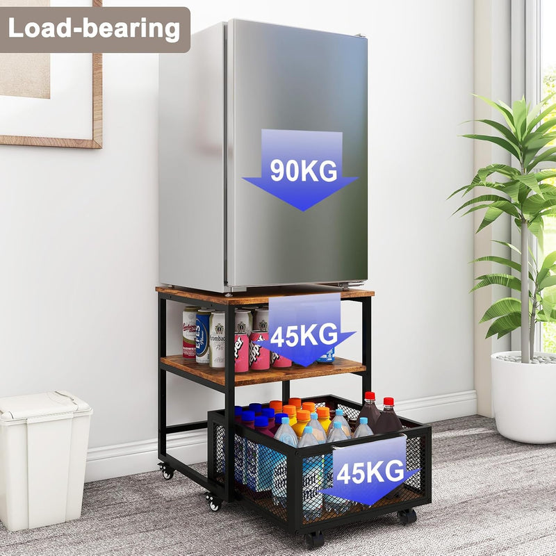 50x50CM Mini Fridge Stand with Storage 4 Lockable