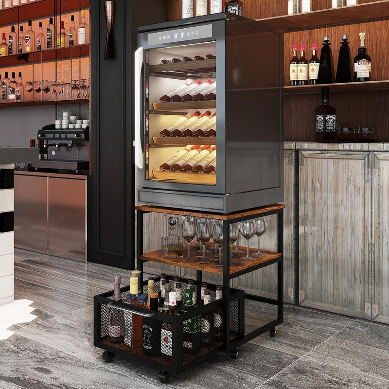 50x50CM Mini Fridge Stand with Storage 4 Lockable