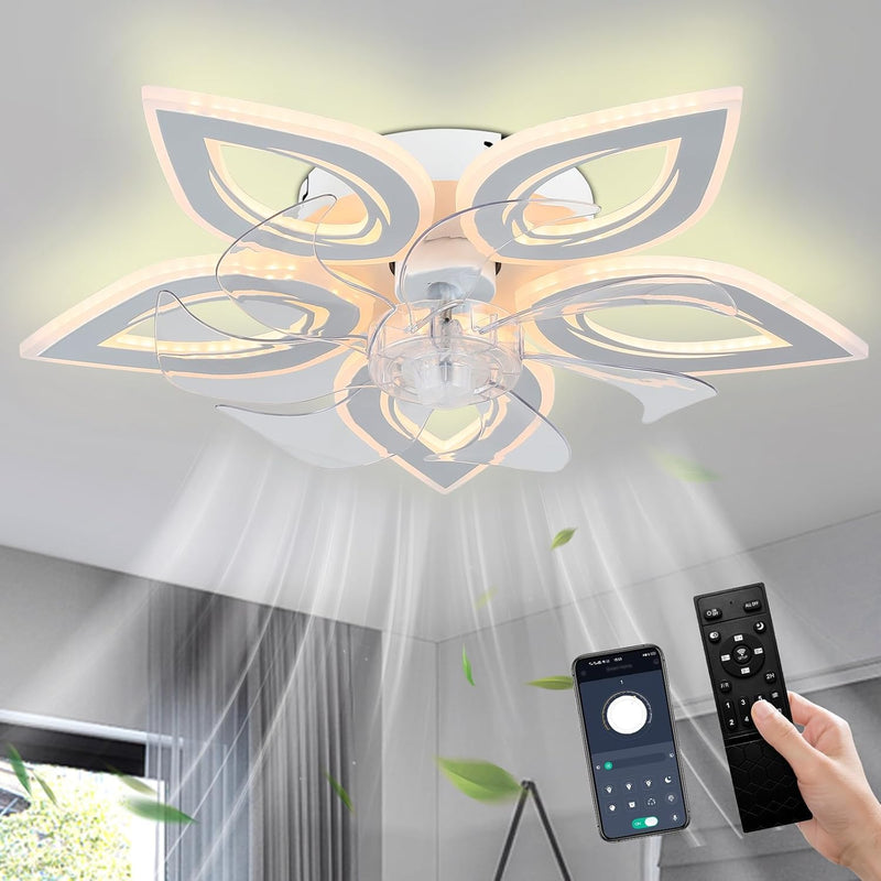51CM Flush Mount Bladeless Ceiling Fan with Light