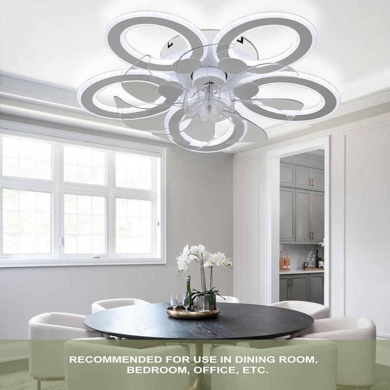 51CM Flush Mount Bladeless Ceiling Fan with Light