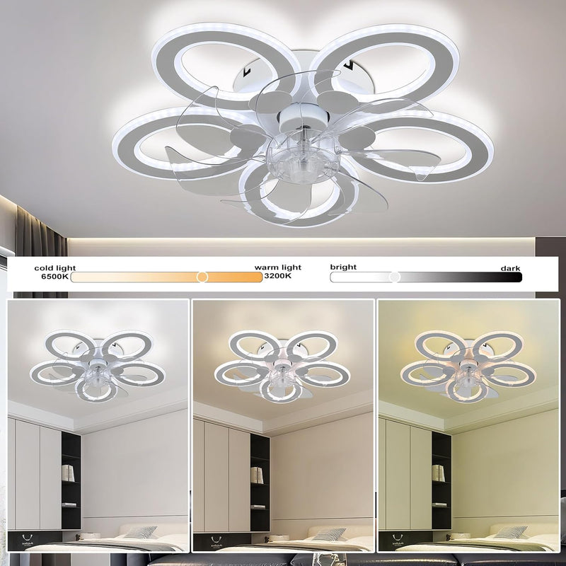 51CM Flush Mount Bladeless Ceiling Fan with Light