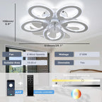 51CM Flush Mount Bladeless Ceiling Fan with Light