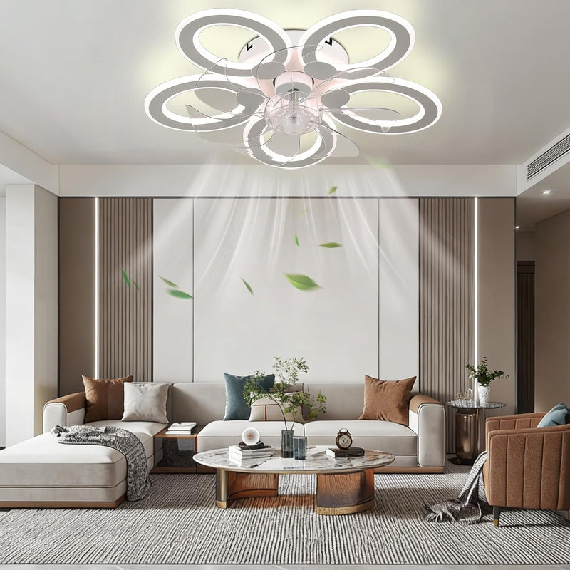 51CM Flush Mount Bladeless Ceiling Fan with Light