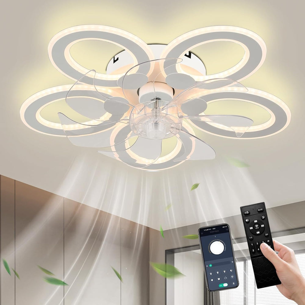 51CM Flush Mount Bladeless Ceiling Fan with Light