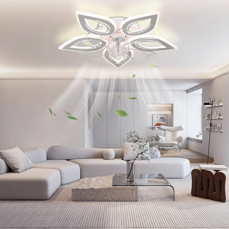 51CM Flush Mount Bladeless Ceiling Fan with Light
