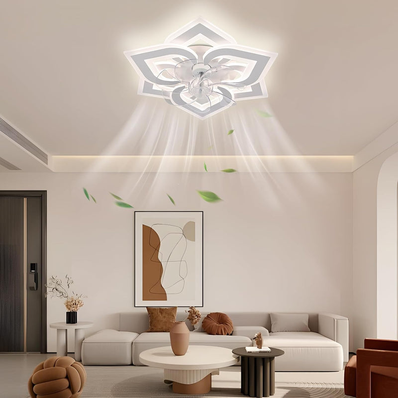 51CM Flush Mount Bladeless Ceiling Fan with Light
