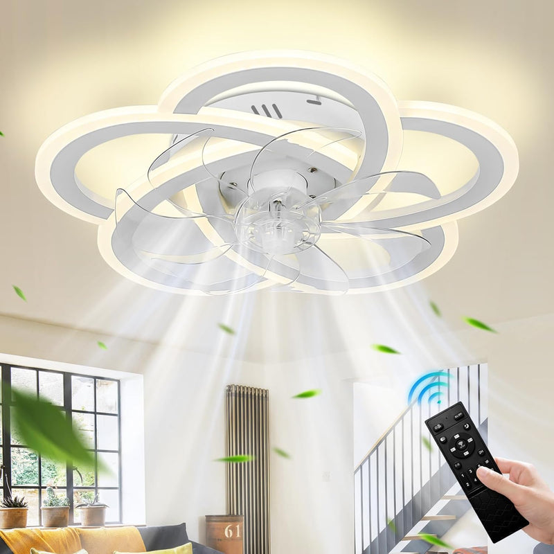 51CM Flush Mount Bladeless Ceiling Fan with Light