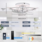 51CM Flush Mount Bladeless Ceiling Fan with Light