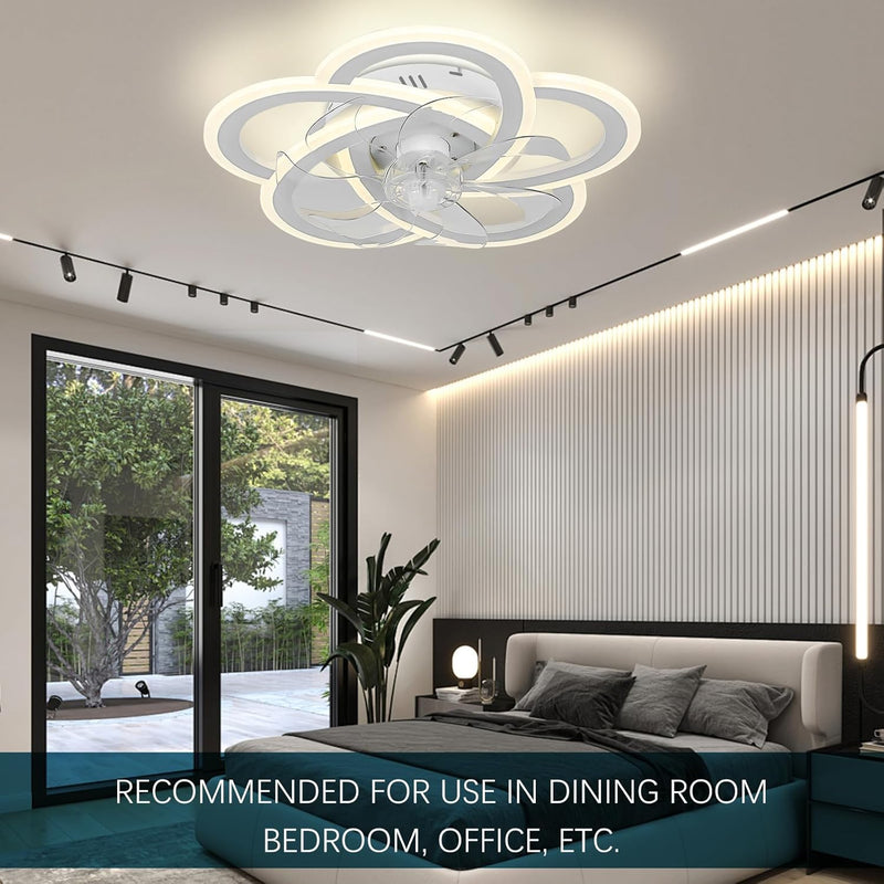 51CM Flush Mount Bladeless Ceiling Fan with Light