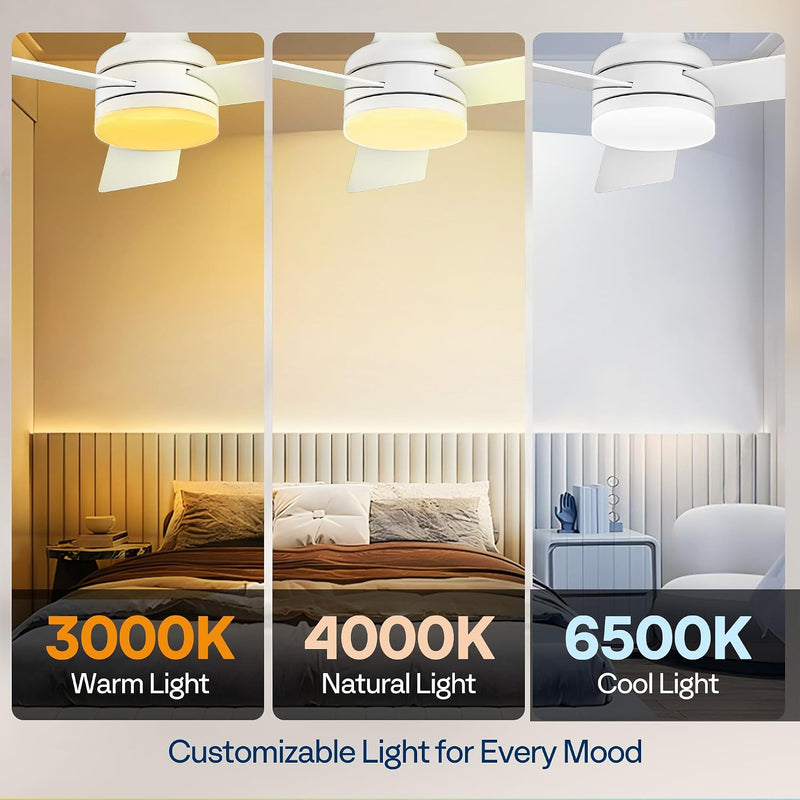 42" Ceiling Fans with Lights Remote Flush Mount