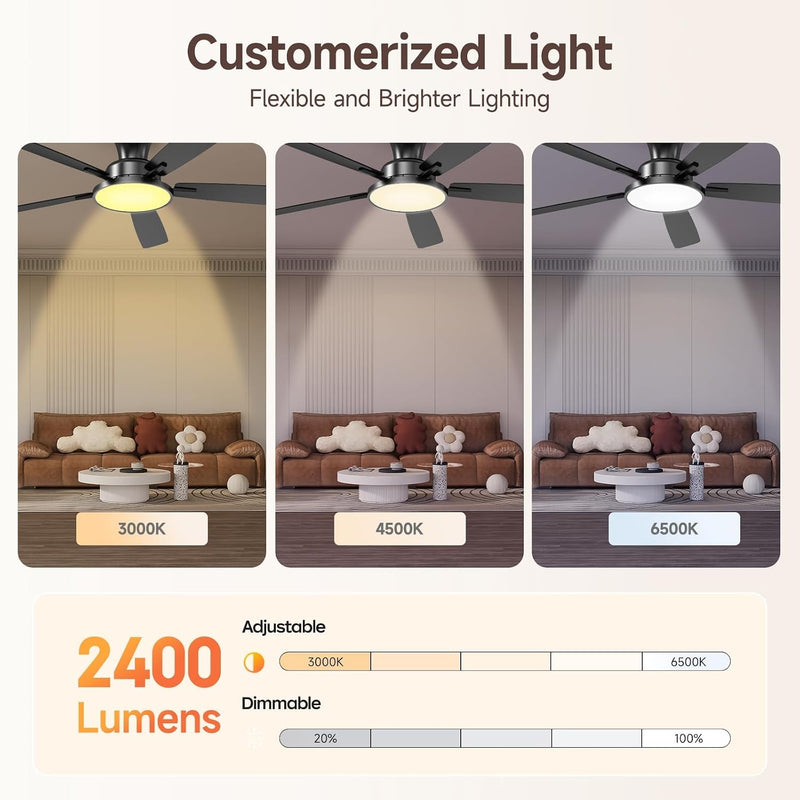 52 Inch Ceiling Fan Lights with Remote Control