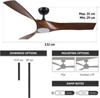 52 Inch Ceiling Fan with Light Remote Control