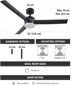52 Inch Ceiling Fan with Light Remote Control