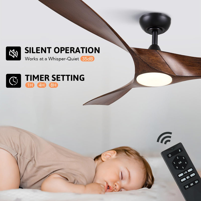 52 Inch Ceiling Fan with Light Remote Control