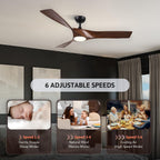 52 Inch Ceiling Fan with Light Remote Control