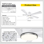 52 Inch Low Profile Ceiling Fan with Lights