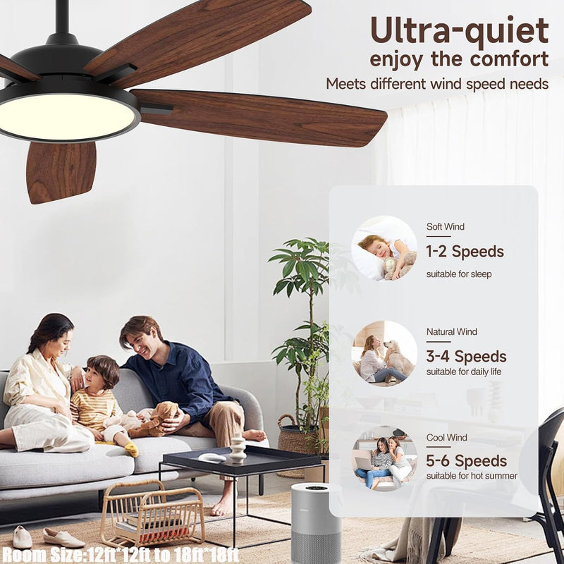 52 Inch Modern Ceiling Fans with Lights