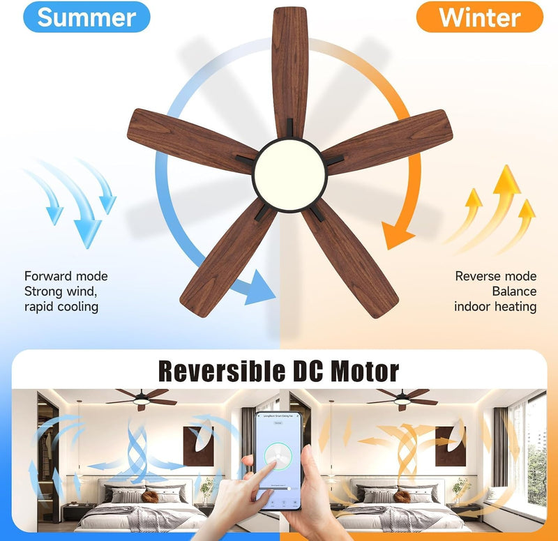 52 Inch Modern Ceiling Fans with Lights